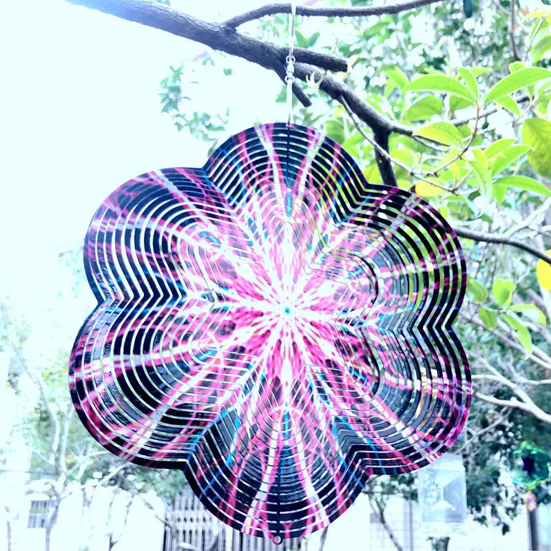 Heart Square Drop Shape Stainless Steel 3D Rotating Wind Spinner Chime Metal Decor Home Garden Decoration Outdoor Indoor Rooms