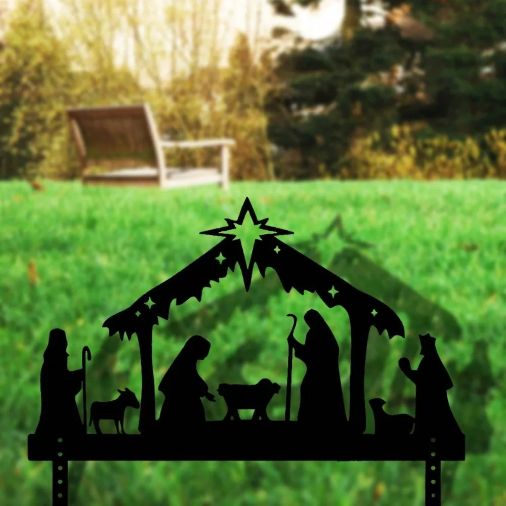 Nativity Scene Outdoor Garden Decor - Holy Night Christmas Projection Ornament, Religious Holiday Figurines & Festive Light-Up