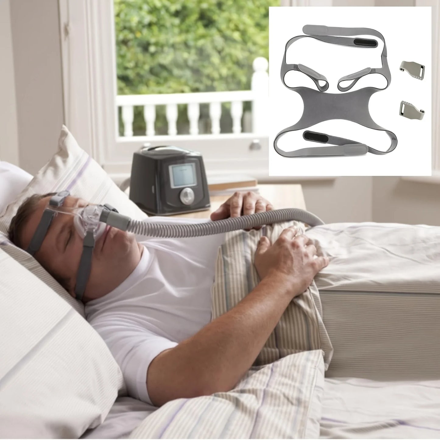 1pc Replacement Headgear Straps with 2pcs Clips for Fisher&Paykel Simplus Full Face Mask(Without Mask)