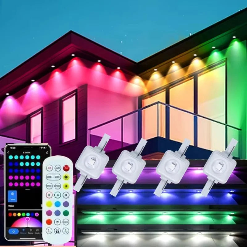 300ft Permanent Outdoor Lights Eaves Lights IP67 Waterproof Light String with App Remote Control Music Sync for House Roof Decor
