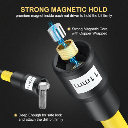 Magnetic Nut Driver Set 18-Piece With Extensions And Impact Adapter