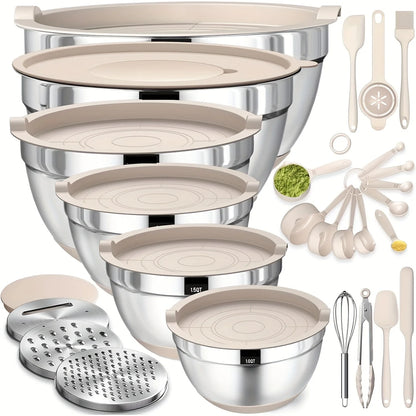 Mixing Bowls With Airtight Lids And Grater Attachments