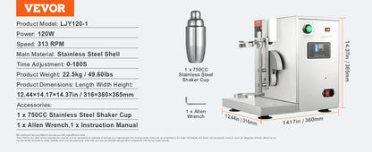 SucceBuy 120W Commercial Milkshake Maker for Milk Tea Shaker Machine