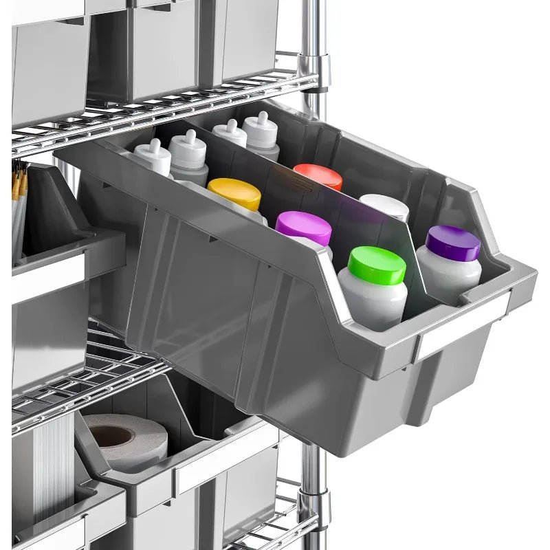 NSF Heavy Duty Solid Steel Bin Rack Shelving System