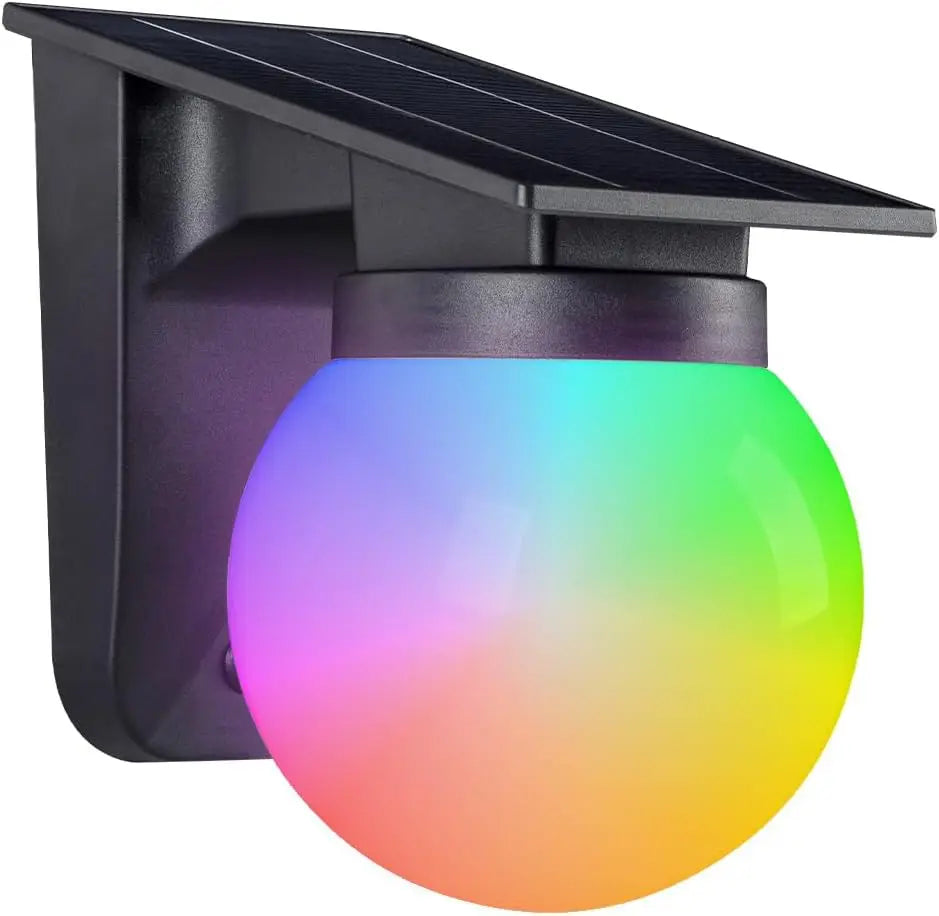 Solar Wall Lights Outdoor Adjustable Brightness Color IP65 Waterproof Solar Bulb Light for Garden Yard Gate and Pathway Lighting