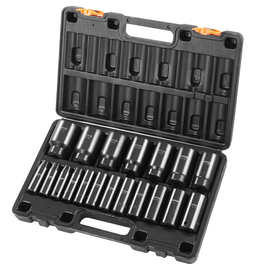 SucceBuy 19Piece Impact Socket Set 6Point Deep Sockets