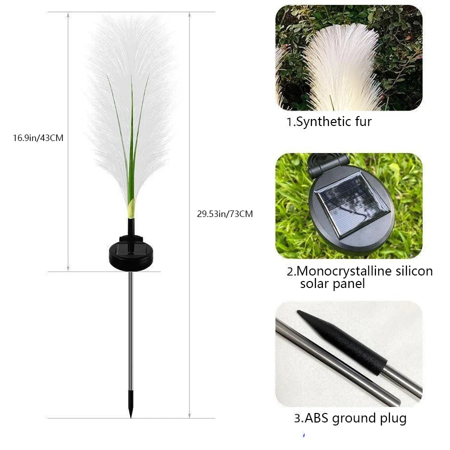 LED solar simulation reed fiber optic lamp, outdoor waterproof lawn and courtyard decoration lamp