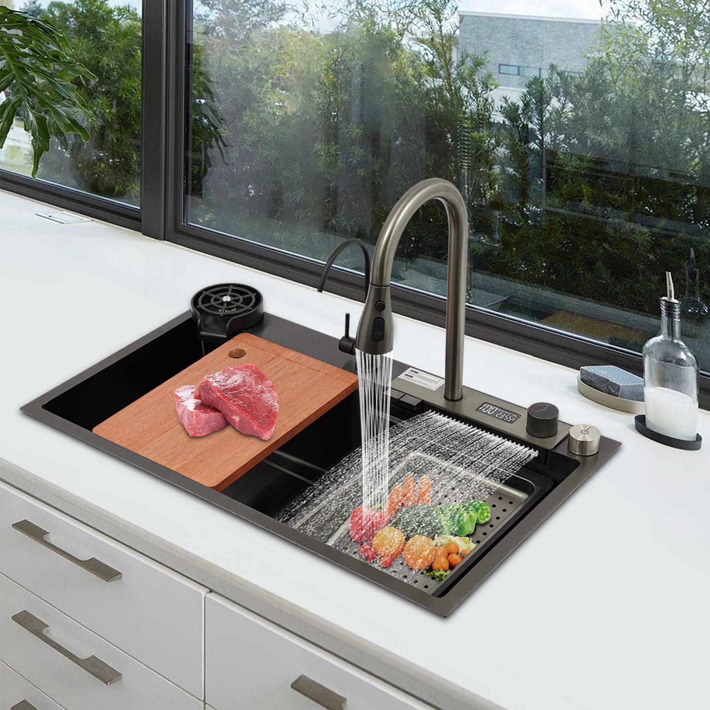 201 Stainless Steel Kitchen Sink Set With Nano Electroplating