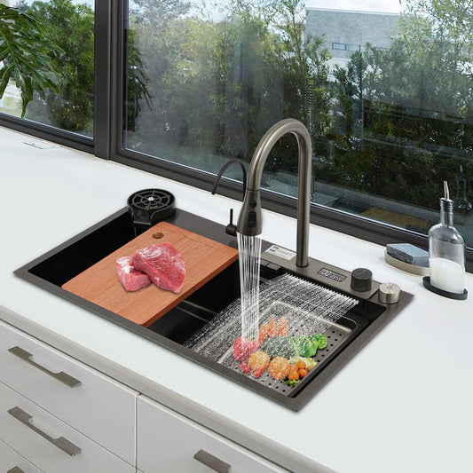 201 Stainless Steel Kitchen Sink Set With Nano Electroplating