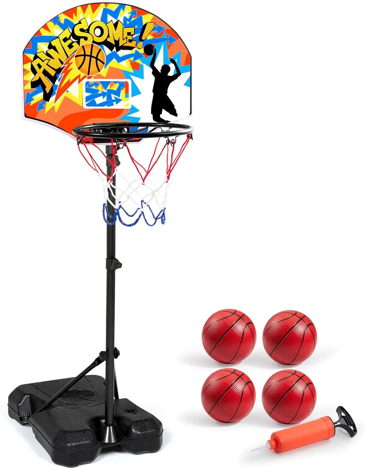 LED Scoring Arcade Basketball Game With Adjustable Height Stand 4 Balls