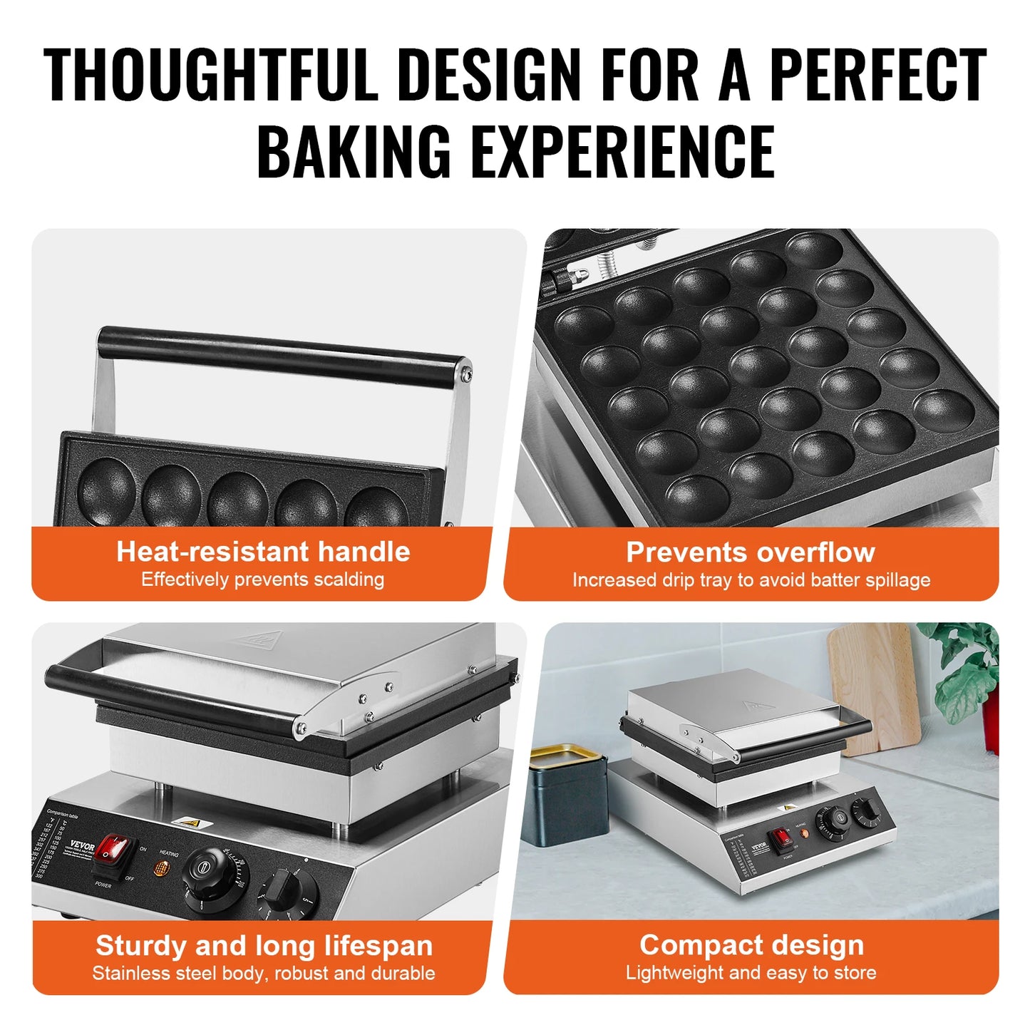Electric Waffle Maker 1700W Dutch Pancake Baker For Home Use