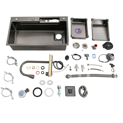 201 Stainless Steel Kitchen Sink Set With Nano Electroplating