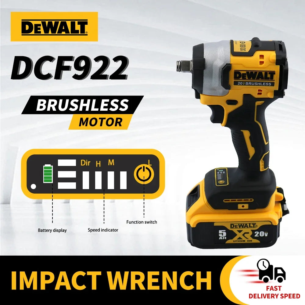 DEWALT  Cordless Impact Wrench Key Impact Brushless Electric Tool 20V Variable Speed Rechargeable Wrench