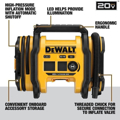 DEWALT 20V Corded/Cordless Air Inflator 160 PSI Tire Inflator Electric Air Pump Blower Power Tools 1/2PC battery