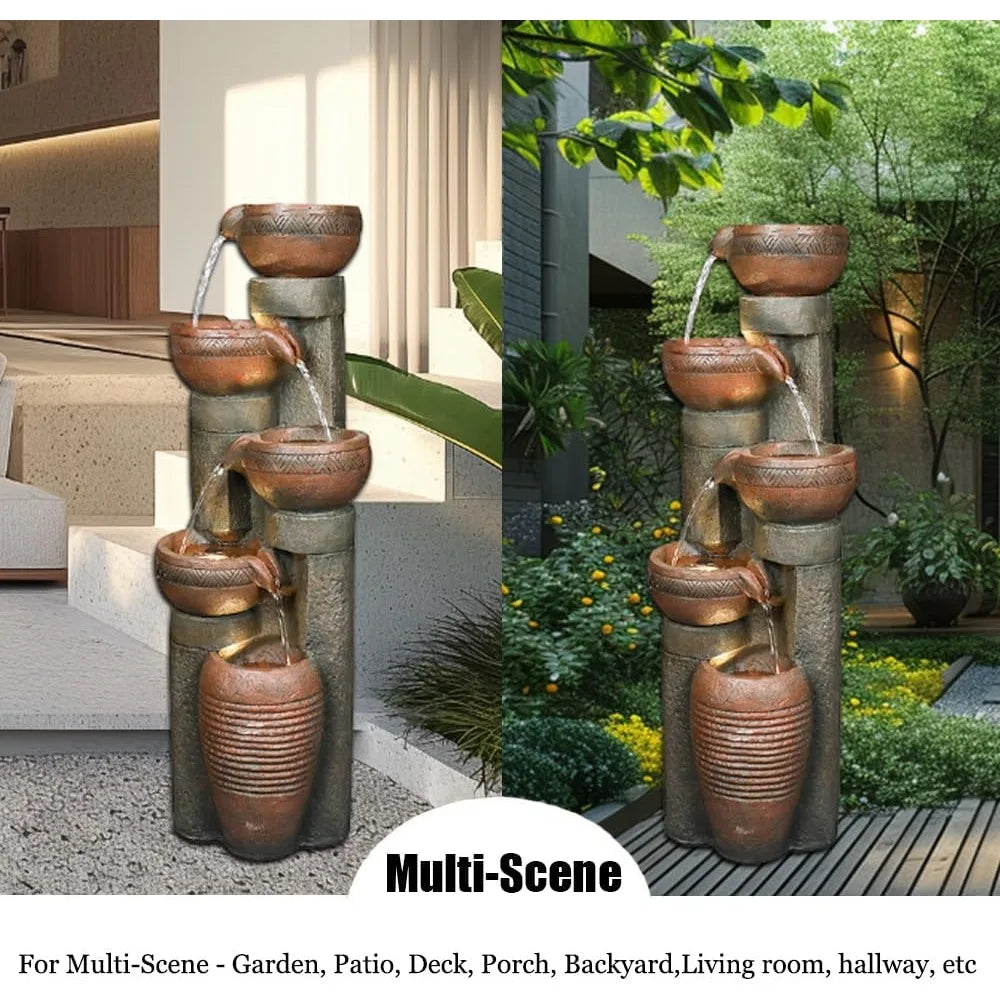 Hamiedun Outdoor Water Fountain Garden Decor Resin Art