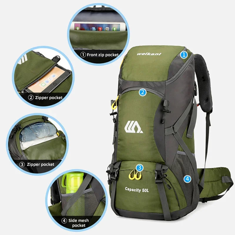 Waterproof Camping Backpack for Hiking and Travel Outdoor Bag