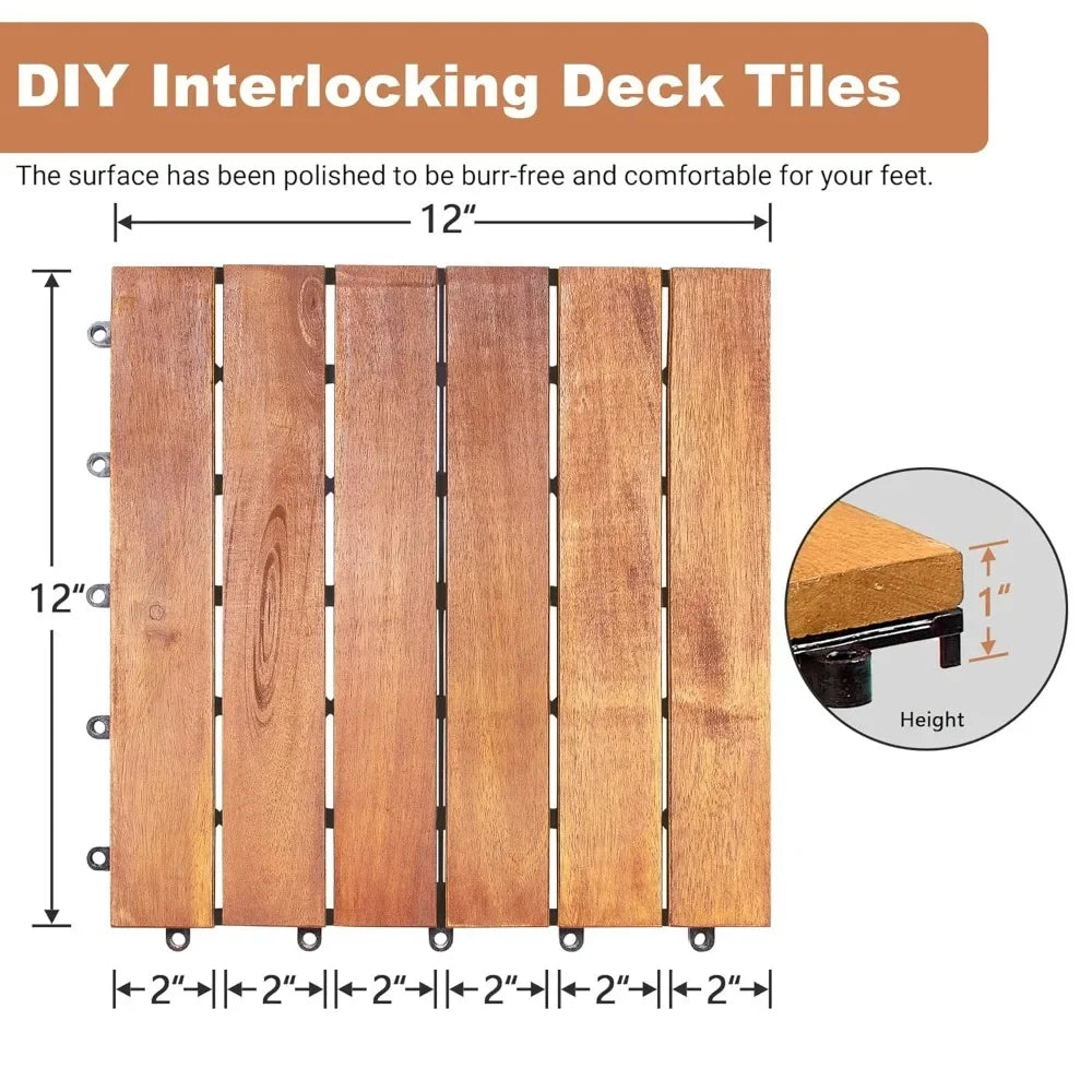 Hign-concerned Acacia Wood Interlocking Deck Tiles 27