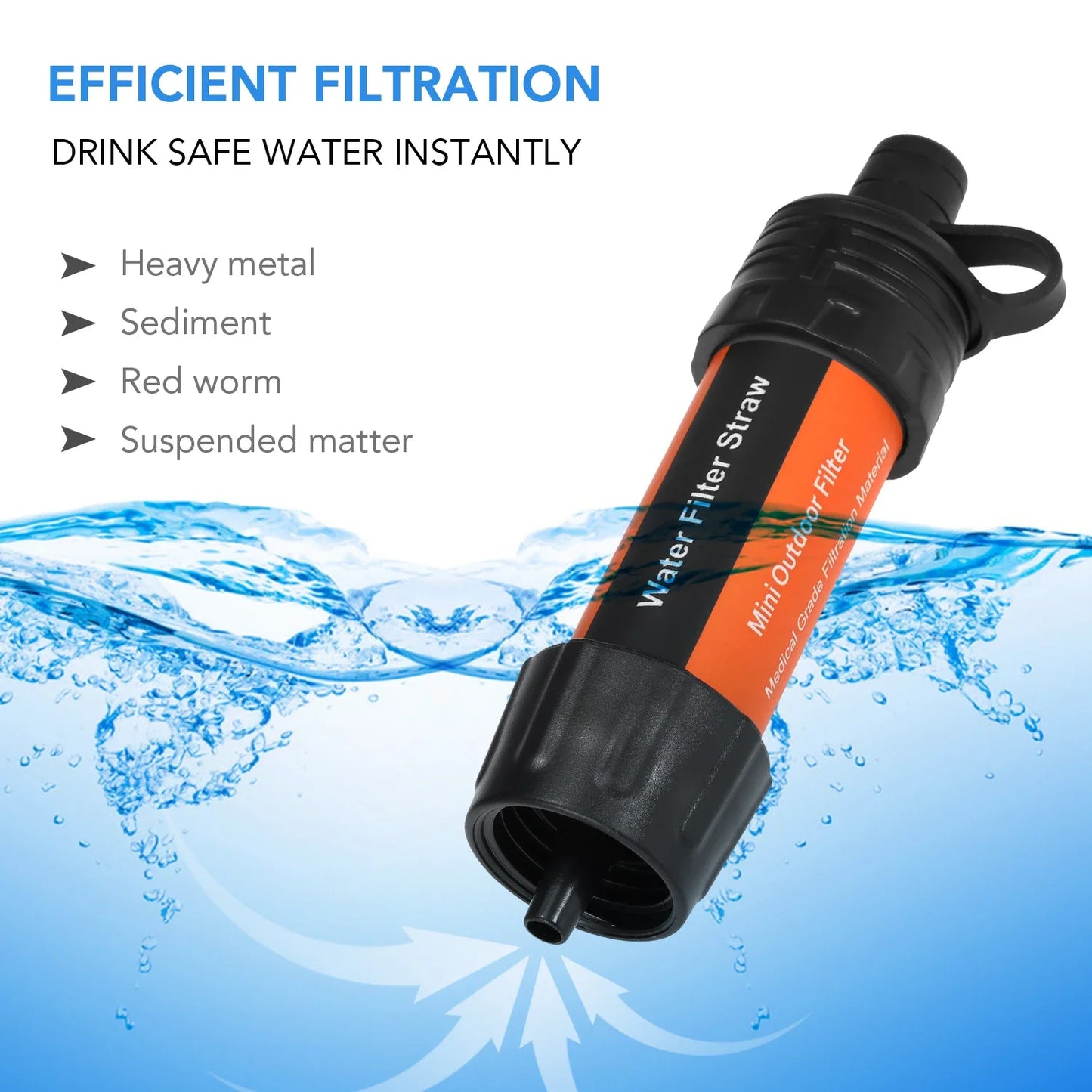 LISM Outdoor Survival Water Filter Straw for Camping and Hiking