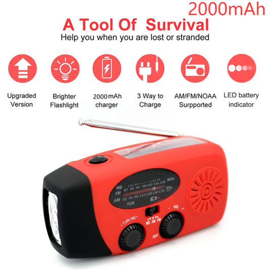 Takezero Solar Power Hand Crank Radio AM FM NOAA Weather