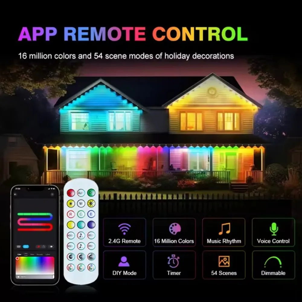 300ft Permanent Outdoor Lights Eaves Lights IP67 Waterproof Light String with App Remote Control Music Sync for House Roof Decor