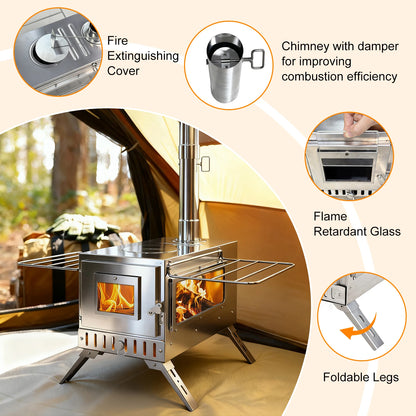 Stainless Steel Portable Wood Burning Stove for Camping
