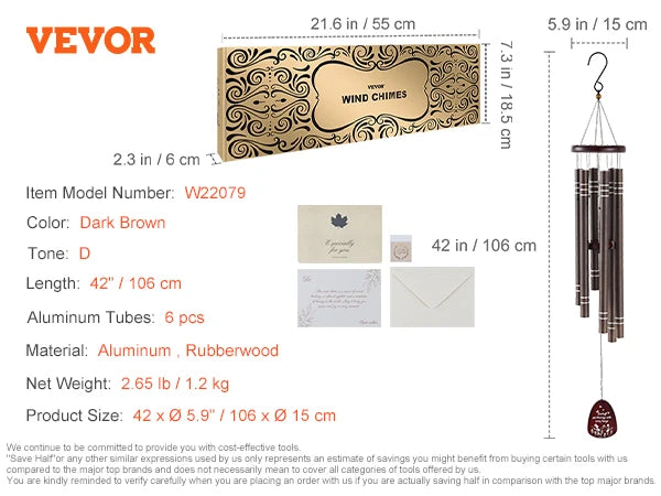 Wind Chimes for Outside Deep Tone Unique Outdoor Decor Patio Porch Garden