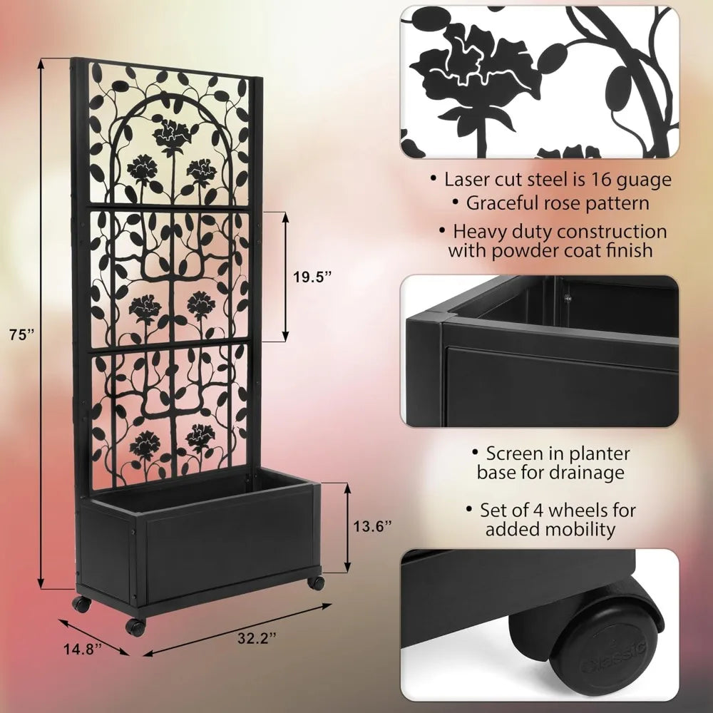 Trellis Planter Box For Outdoor Plants Privacy Screen