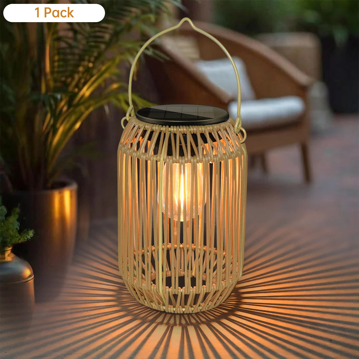 Solar Lanterns Solar Lights Outdoor Waterproof Boho Light for Outside Hanging Rattan Lantern Decoration for Garden Yard Patio