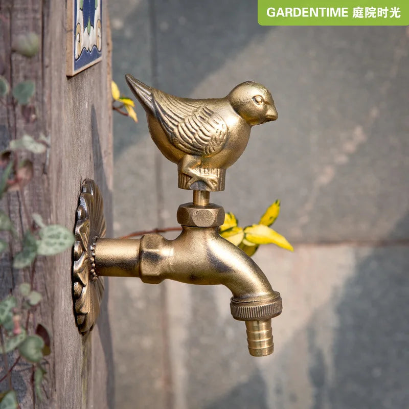 Bathroom Garden Faucet Antique Brass Kindergarden Wall Mount Animal Cold Water Faucet Basin Faucet
