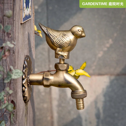 Bathroom Garden Faucet Antique Brass Kindergarden Wall Mount Animal Cold Water Faucet Basin Faucet