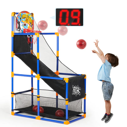 LED Scoring Arcade Basketball Game With Adjustable Height Stand 4 Balls