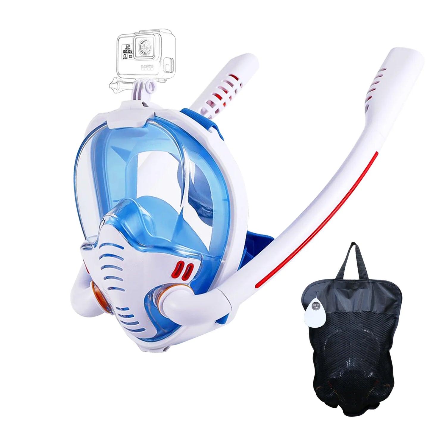 Full Face Snorkel Mask With Breathing System And Camera Mount