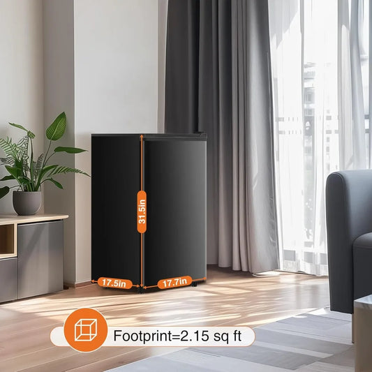 Small Appliances/3.2 Cu.Ft Mini Fridge w/Freezer Small Refrigerator Single Door Adjustable Thermostat Energy-efficient Low Noise