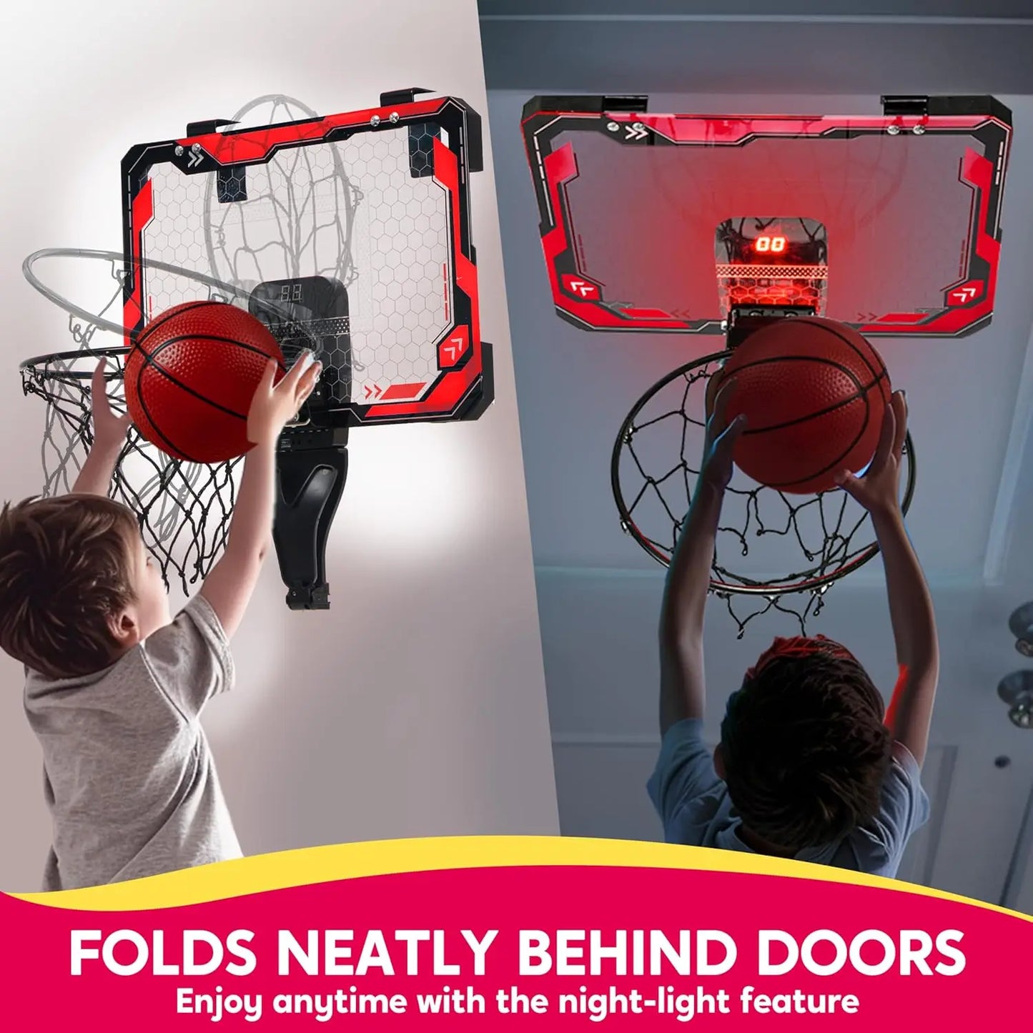 Mini Indoor Basketball Hoop With LED Light And Scoreboard