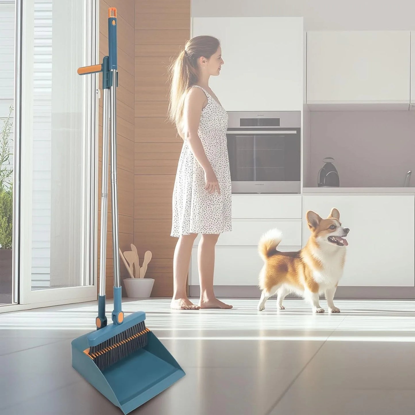 Broom Long Handle Broom And Dustpan Set For Home Use