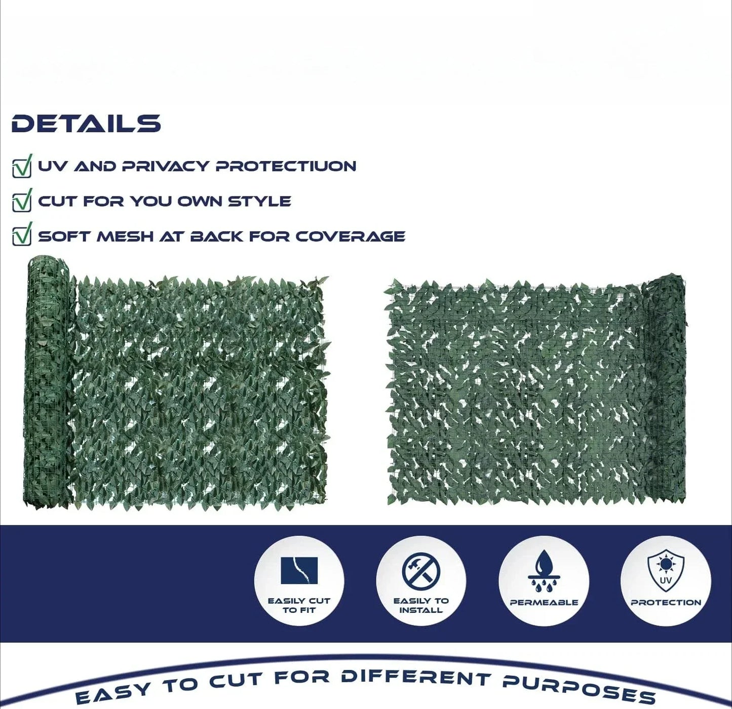 XMSJ Artificial Laurel Privacy Fence Screen Faux Leaves