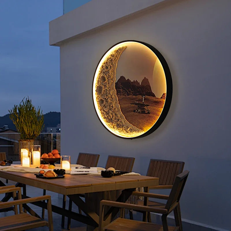 RONIN Solar Outdoor Mural Lamp 1 Meter Diameter Circular Landscape Waterproof Mural  Villa Courtyard Decoration Painting