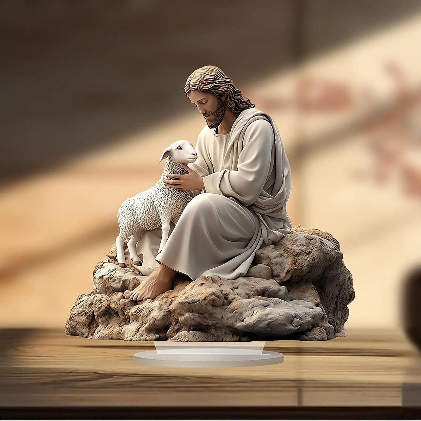 Christmas Jesus Sheep Table Decor 2D Flat Acrylic Figurine for Christmas