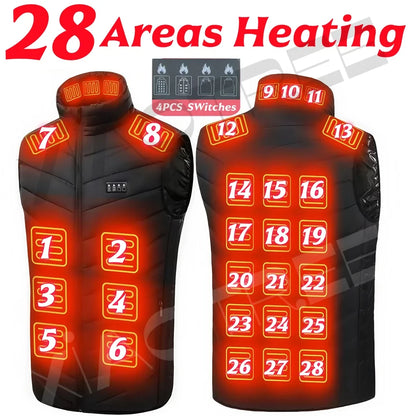 28/9 Areas Heated Vest Jacket Electric Usb Jacket Thermal Vest Body Warmer Coat