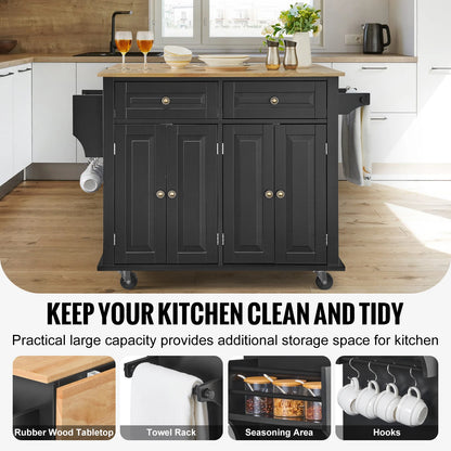 Kitchen Island Cart With Storage Cabinet And Drop Leaf