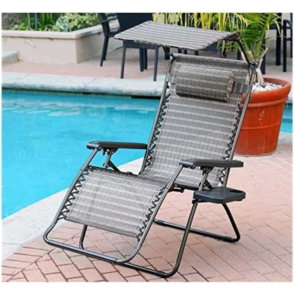Oversized Zero Mediterranean Mastery Chair with Sunshade & Drink Tray, Black & Tan, 31.1" D x 35.68" W x 44.5" H - Item Weight 2