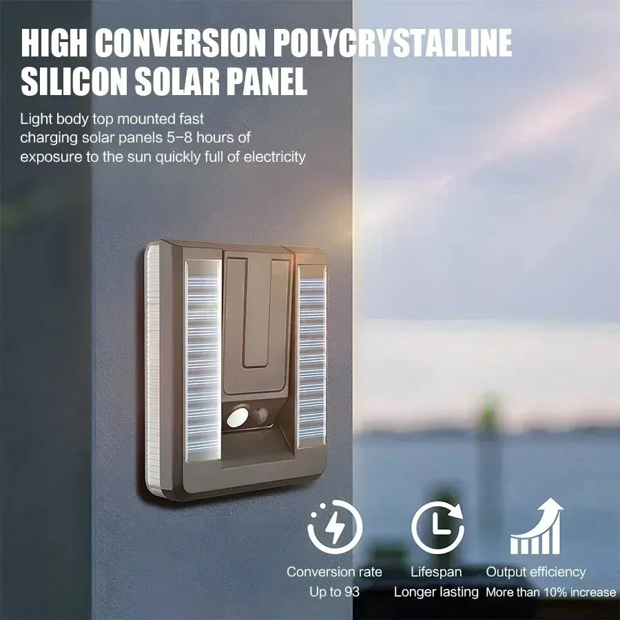 LED 120 Degree Foldable Solar Rechargeable Light Outdoor Wall Lamp Waterproof Motion Sensor 3 Modes Street Light Garden Decor