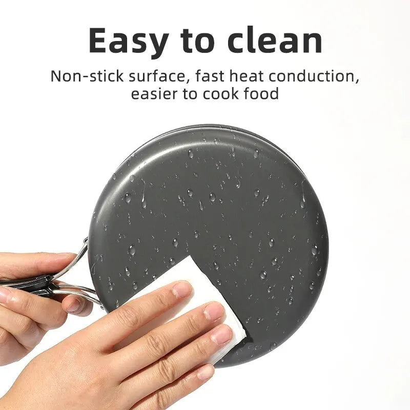 PACOONE Camping Cookware Set Portable Outdoor Pot Pan Kit