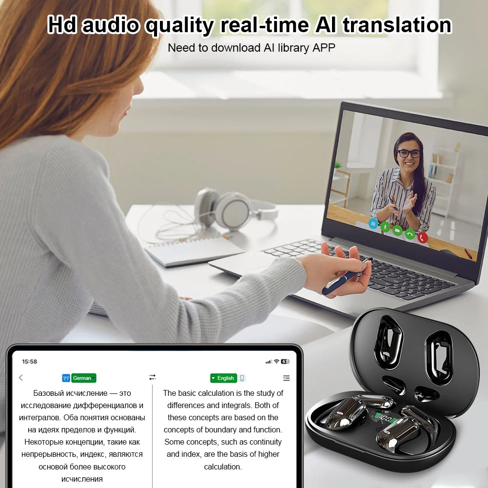 Alloyseed 3 In 1 AI Real Time Translator Earbuds
