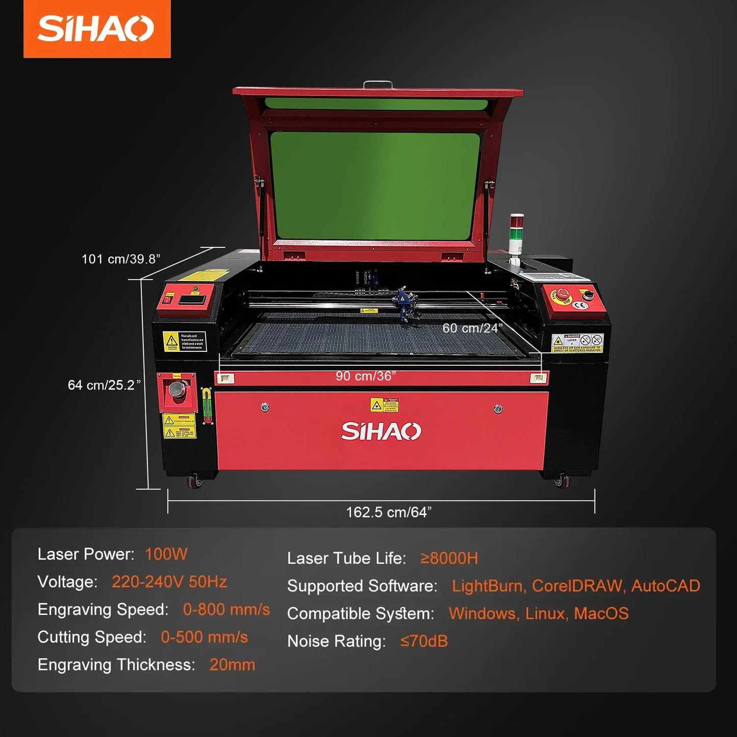 Sihao 130W Laser Engraver CO2 Engraving Machine For Fabric