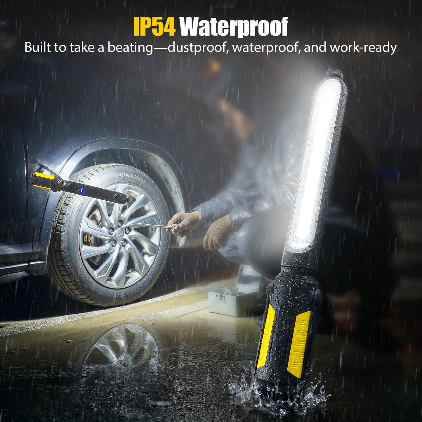 Dual Magnetic LED Work Lights 2 in 1 Rechargeable Rotation