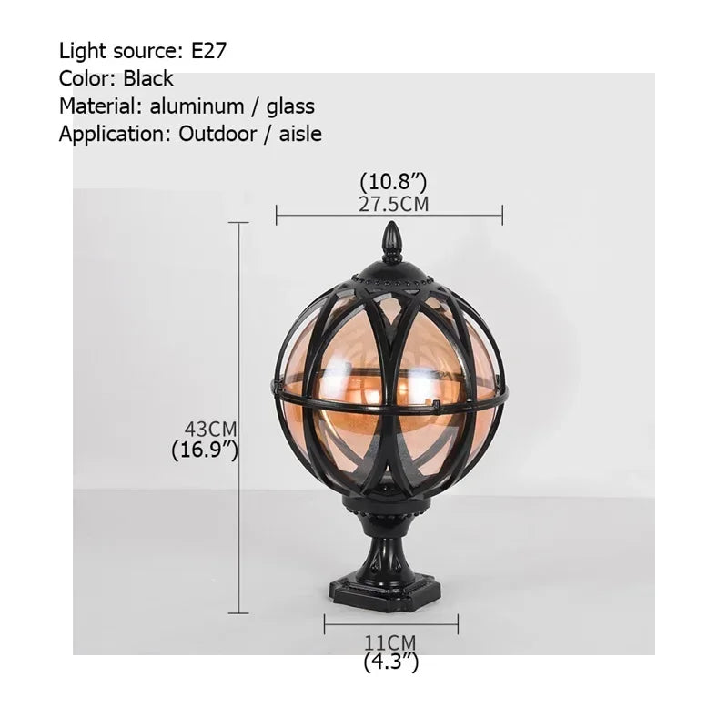 ELARA Outdoor Post light Patio Modern LED Round Waterproof Pillar Lighting For Porch Balcony Courtyard Villa