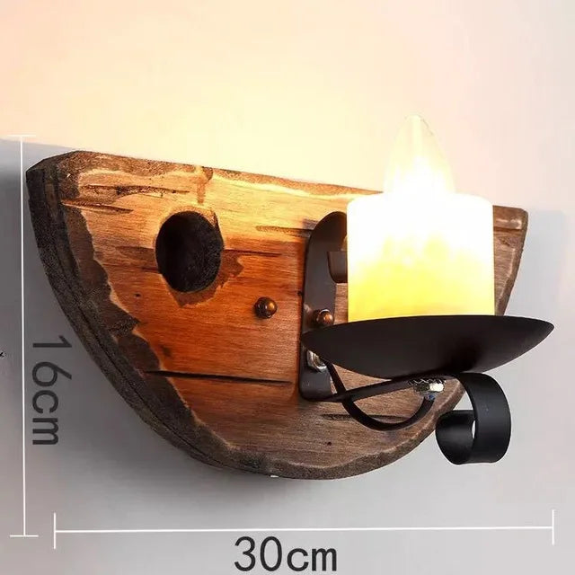 Retro Wooden Wall Lamp for Living Room Wood LED Sconces Cafe Bar Bedroom Bedside Industrial Style Home Decor Wall Light Fixtures