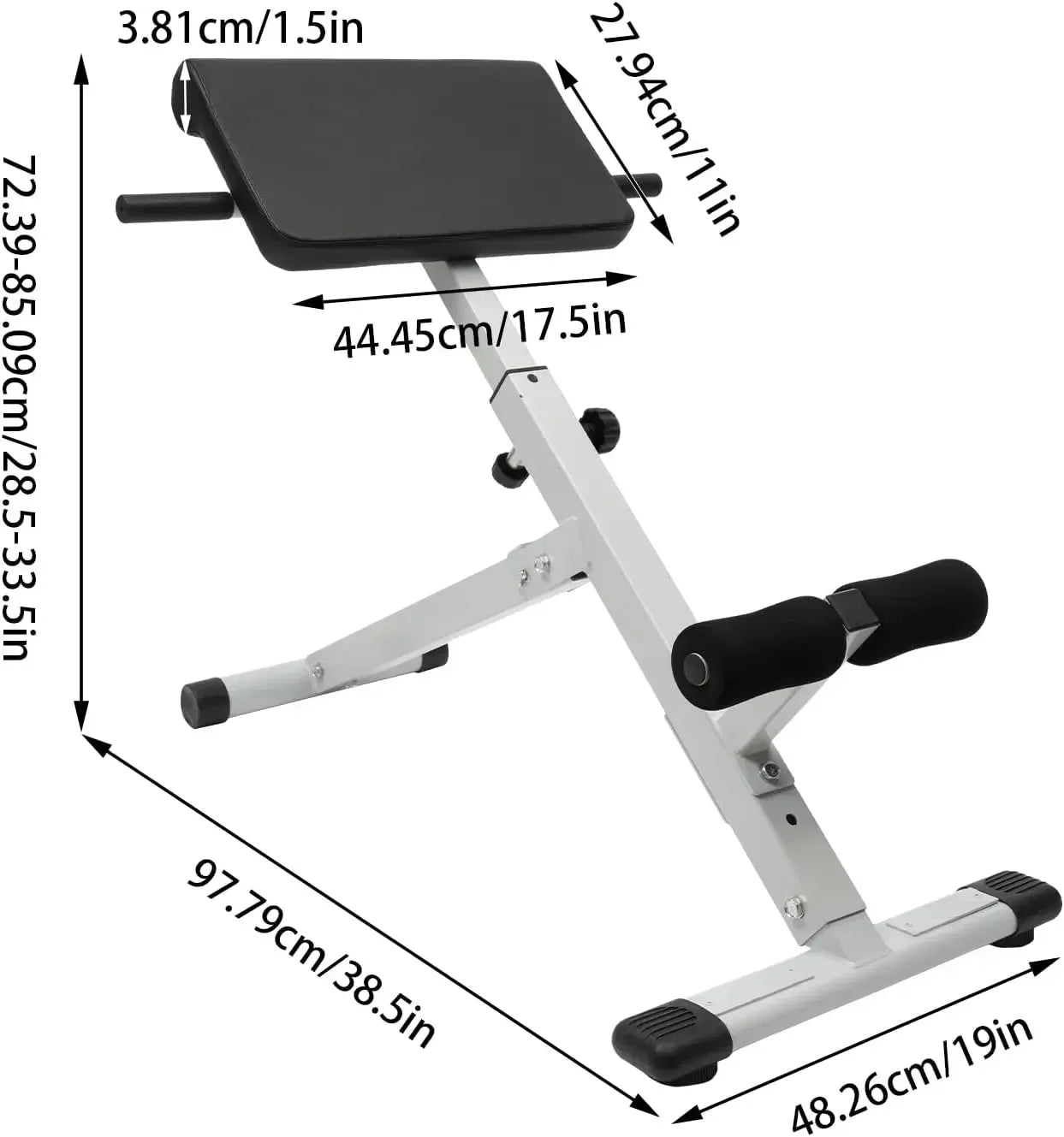 Roman Chair Adjustable Hyperextension Bench For Home Gym Strength Training