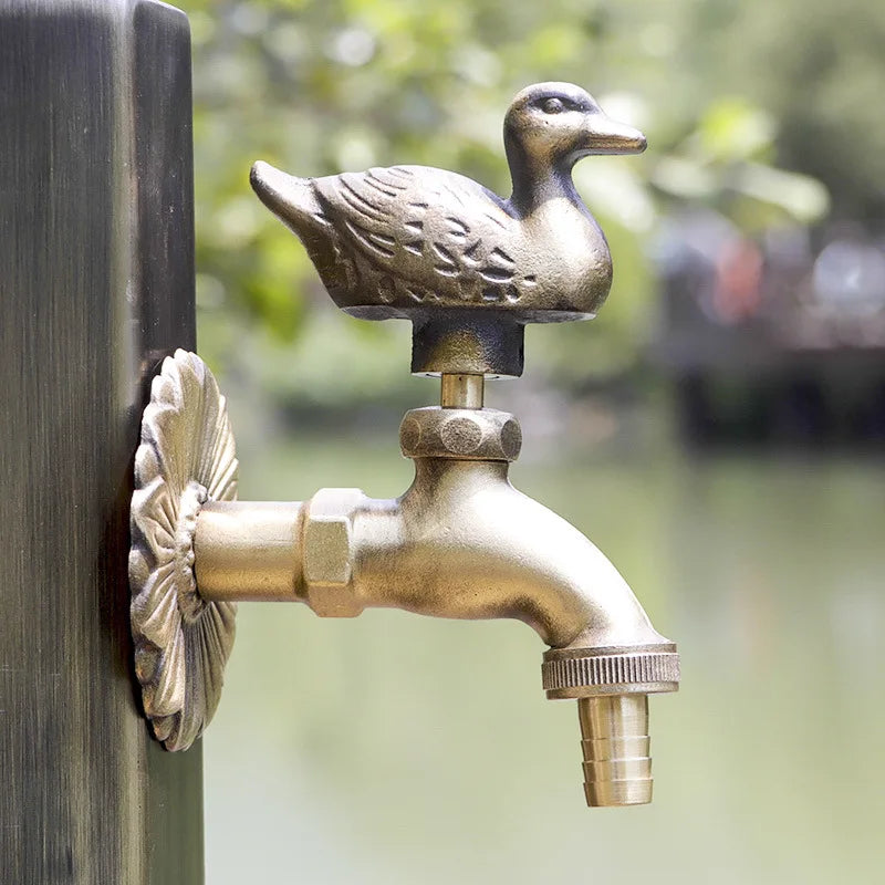 Bathroom Garden Faucet Antique Brass Kindergarden Wall Mount Animal Cold Water Faucet Basin Faucet